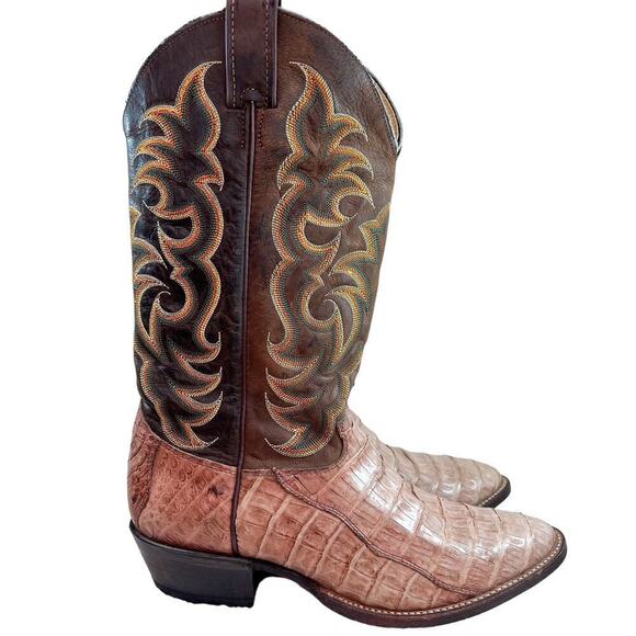 Justin Brown Croc Pointed Toe Cowboy Boots Size 10.5D - Picture 4 of 5